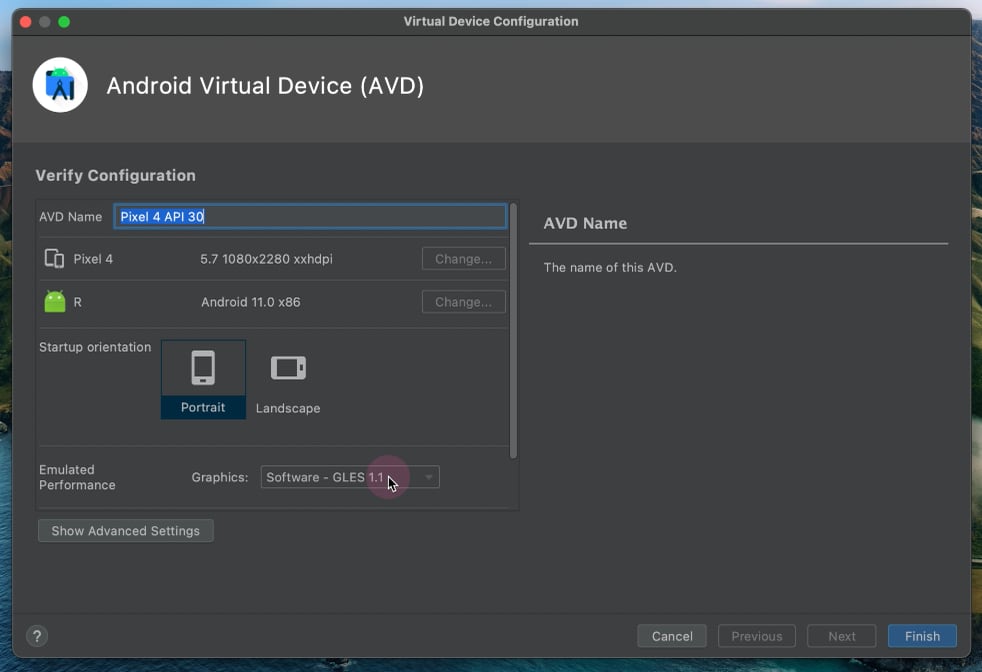 AVD Graphics - Software - GLES 1.1