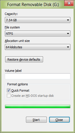 Quick Format Dialog for Windows