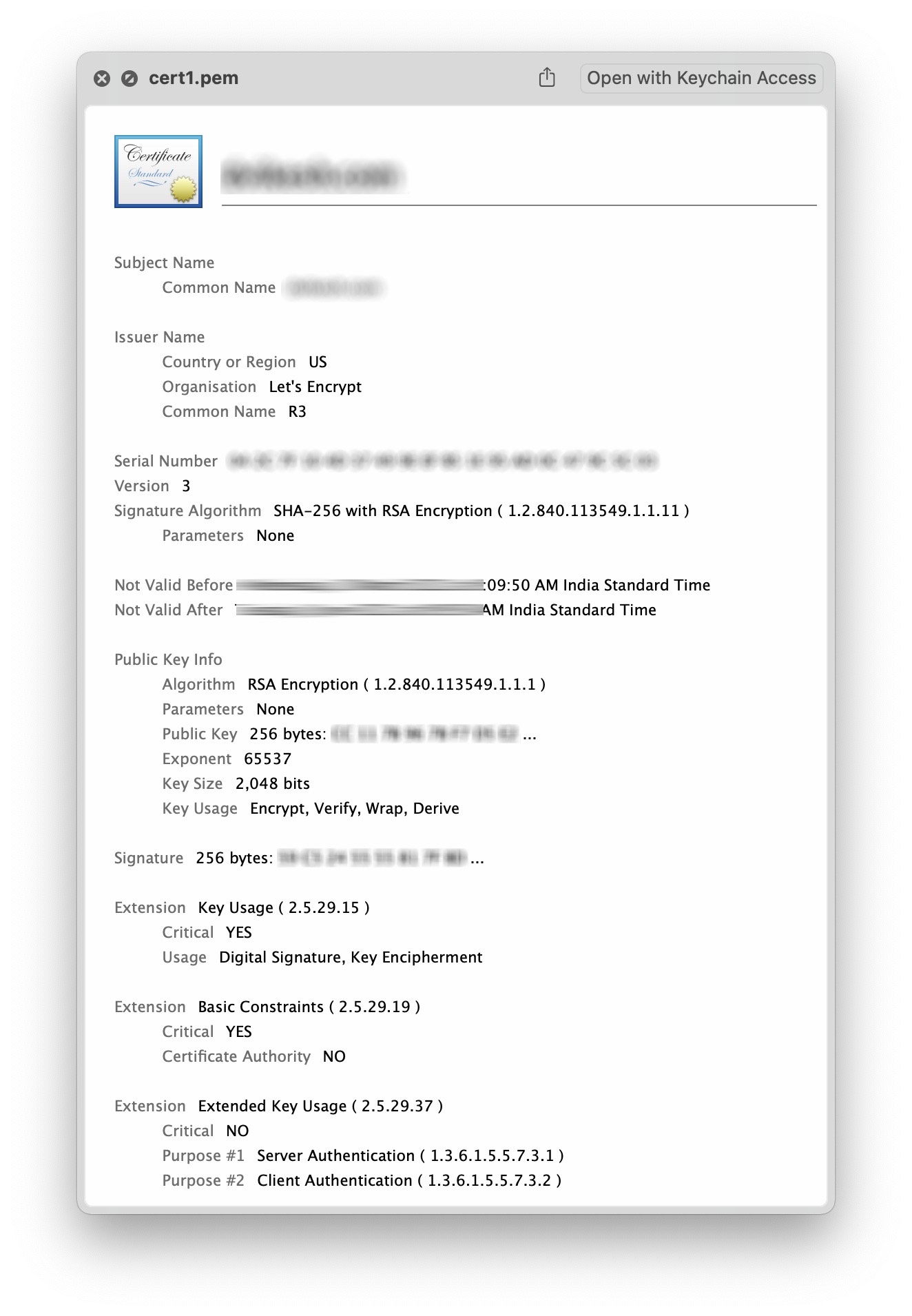 Example LE Certificate